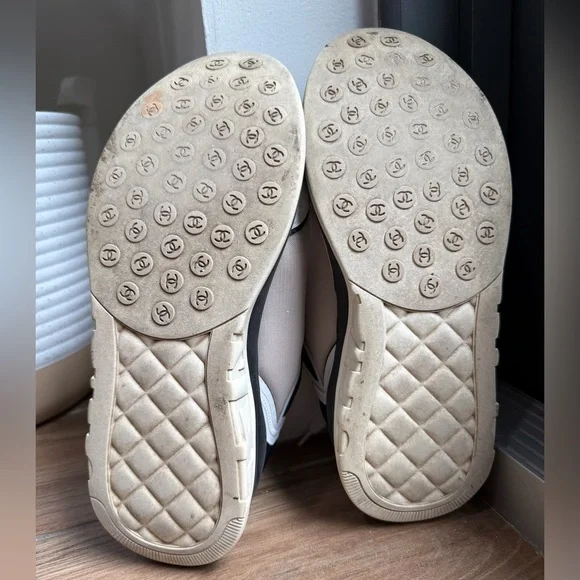 Authentic CHANEL White and Black Active Sneakers - Picture 9 of 12